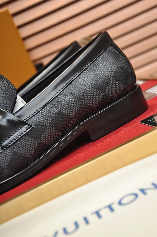 Louis Vuitton लोफर काला भूरा Damier Graphite कैनवास चमड़ी का ट्रिम लोफर 2