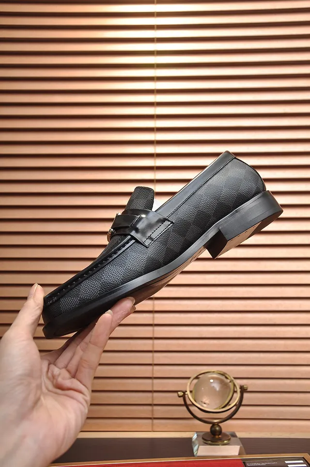 Louis Vuitton लोफर काला भूरा Damier Graphite कैनवास चमड़ी का ट्रिम लोफर 6