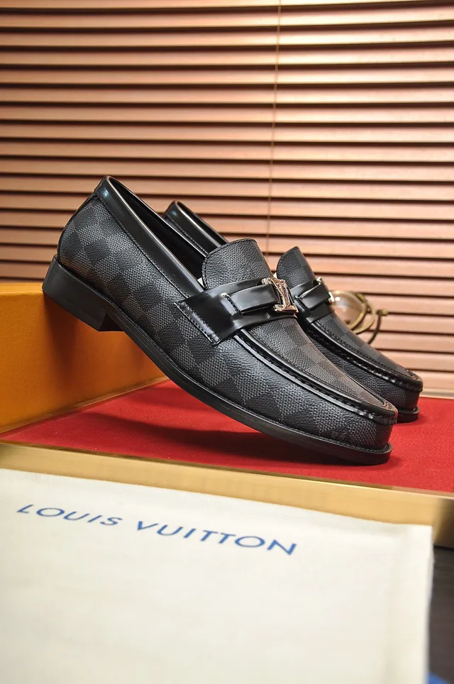 Louis Vuitton लोफर काला भूरा Damier Graphite कैनवास चमड़ी का ट्रिम लोफर 9
