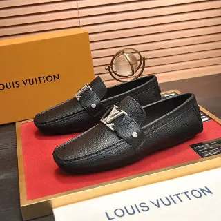 Louis Vuitton লুফার ব্ল্যাক সিলভার পেবল্ড লেদার LV টুইস্ট-লক বাকল লুফার