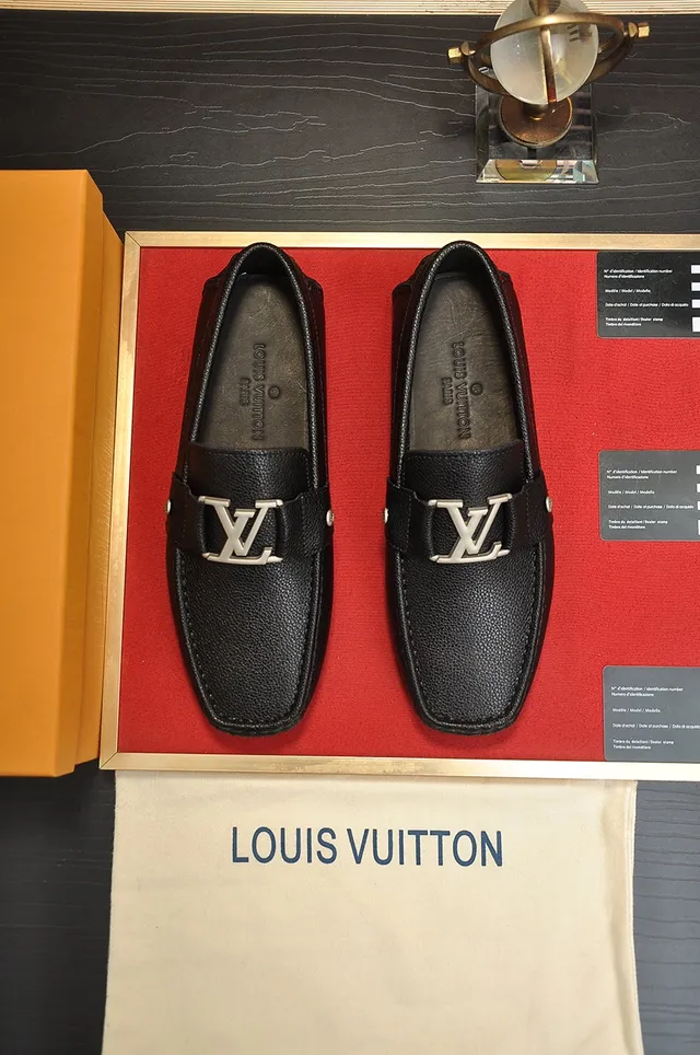 Louis Vuitton Loafer Black Silver Pebbled Leather LV Twist-Lock Buckle Loafer 5