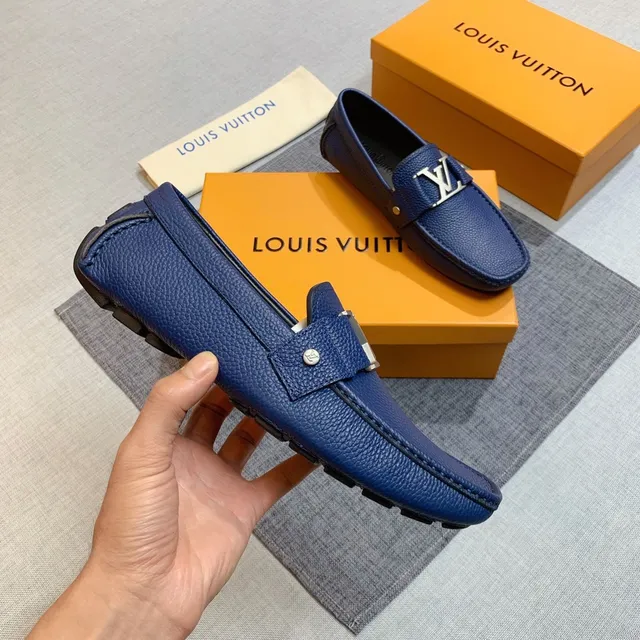 Louis Vuitton 海军蓝 粒面皮革 金属扣 套脚乐福鞋 3
