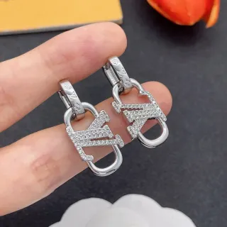 Louis Vuitton Lockme Pavé Monogram Brincos argola prateado