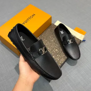 Louis Vuitton LV বাকল লোআফার কালো টেক্সচার্ড লেদার লোআফার
