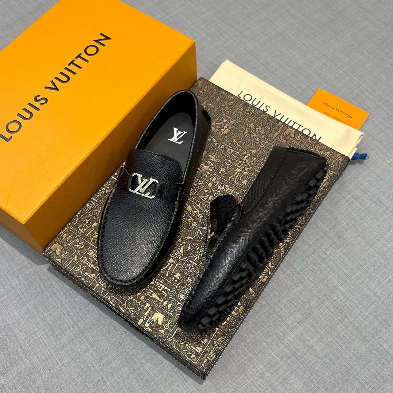 Louis Vuitton LV Buckle Loafer Black Textured Leather Loafers 2
