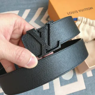 Louis Vuitton LV Initiales Black Textured Leather Belt
