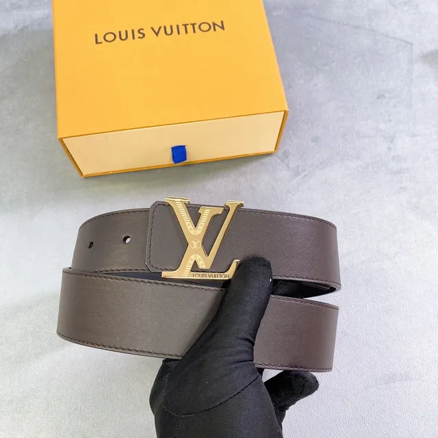 Louis Vuitton LV Initiales Ceinture en cuir lisse avec boucle interlocking buckle marron doré 2