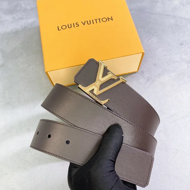 Louis Vuitton LV Initiales Ceinture en cuir lisse avec boucle interlocking buckle marron doré 3
