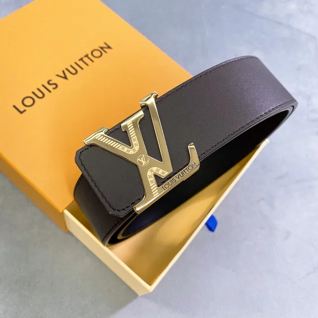 Louis Vuitton LV Initiales Ceinture en cuir lisse avec boucle interlocking buckle marron doré 6