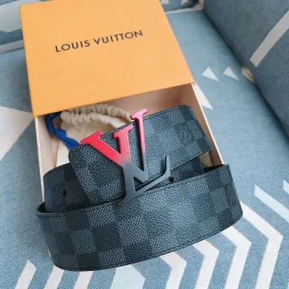 Louis Vuitton LV Initiales Gradient Red Black Leather Belt