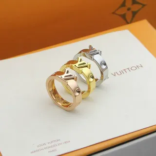 Louis Vuitton LV حلقة ذهبية فضية مونوغرام أعلى مصقولة