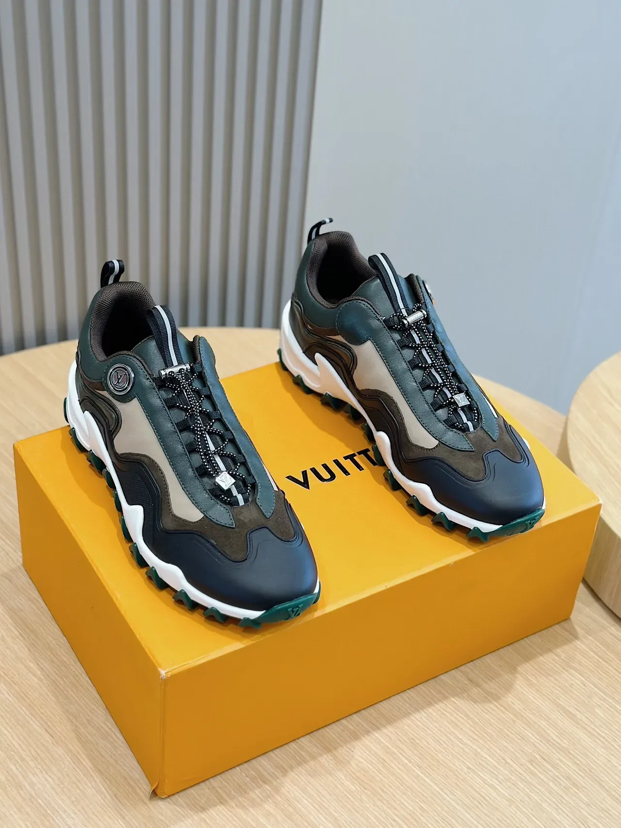 Louis Vuitton LV Trail Multi-Panel Black Beige Green Chunky Sneakers 2