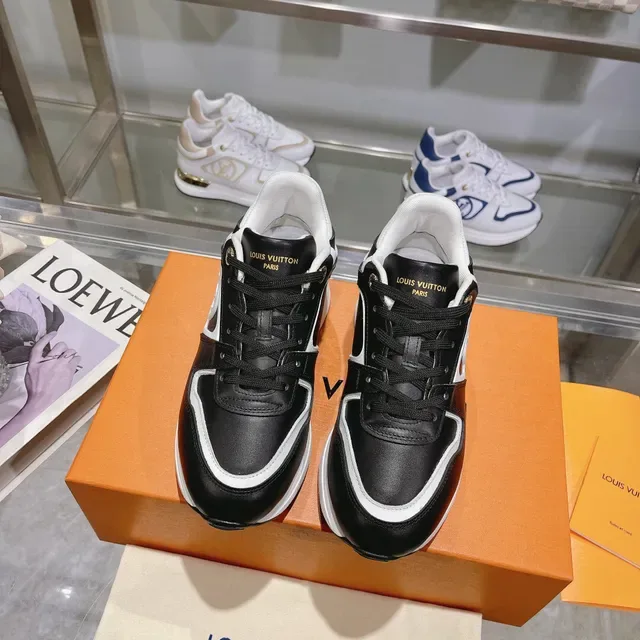 Louis Vuitton LV Trainer Black White Monogrammed Side Panel Gold Heel Accent Lifestyle Sneakers 2