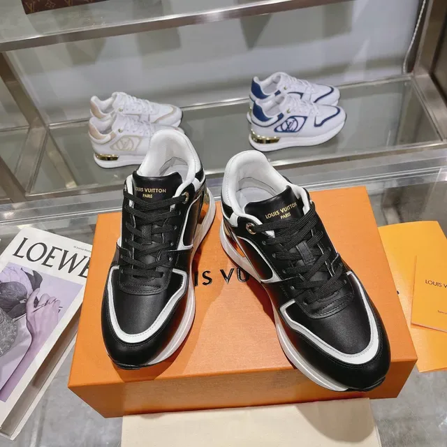 Louis Vuitton LV Trainer Black White Monogrammed Side Panel Gold Heel Accent Lifestyle Sneakers 3