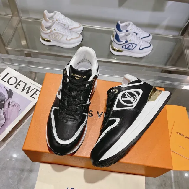 Louis Vuitton LV Trainer Black White Monogrammed Side Panel Gold Heel Accent Lifestyle Sneakers 4