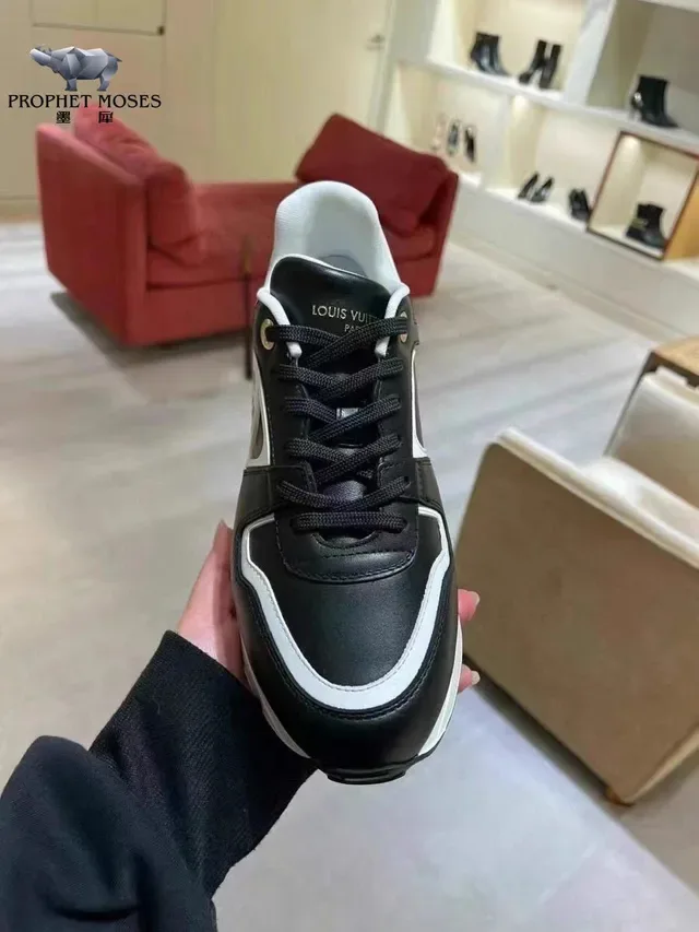Louis Vuitton LV Trainer Black White Monogrammed Side Panel Gold Heel Accent Lifestyle Sneakers 8