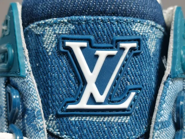 Louis Vuitton LV Trainer Blue Denim Monogram Upper Dual-Strap Cage Lifestyle Sneakers 2
