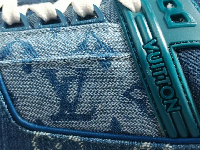 Louis Vuitton LV Trainer Blue Denim Monogram Upper Dual-Strap Cage Lifestyle Sneakers 6