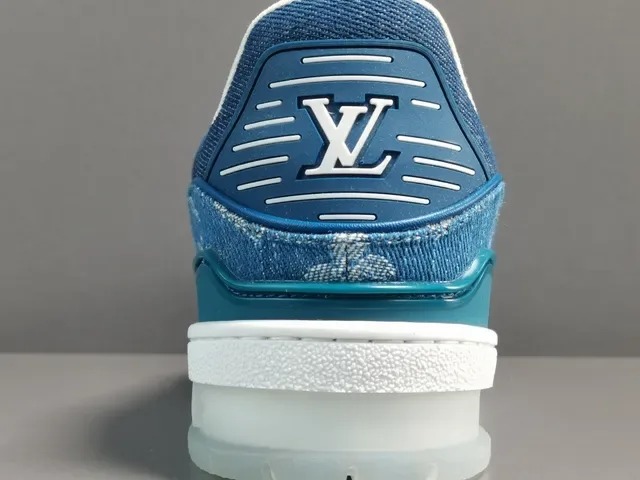 Louis Vuitton LV Trainer Blue Denim Monogram Upper Dual-Strap Cage Lifestyle Sneakers 8