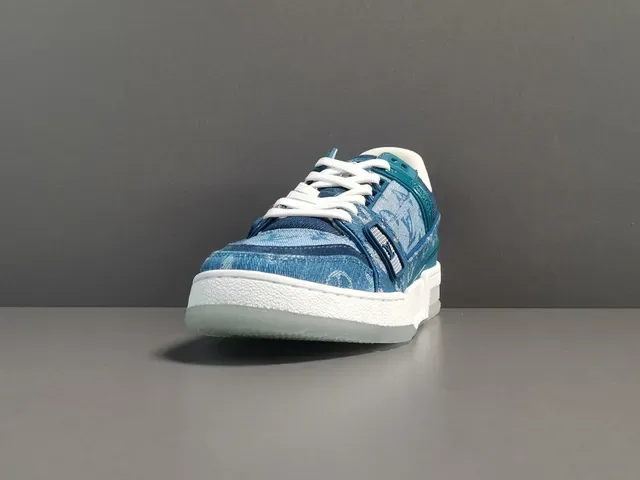 Louis Vuitton LV Trainer Blue Denim Monogram Upper Dual-Strap Cage Lifestyle Sneakers 12