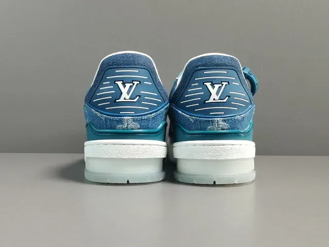 Louis Vuitton LV Trainer Blue Denim Monogram Upper Dual-Strap Cage Lifestyle Sneakers 15