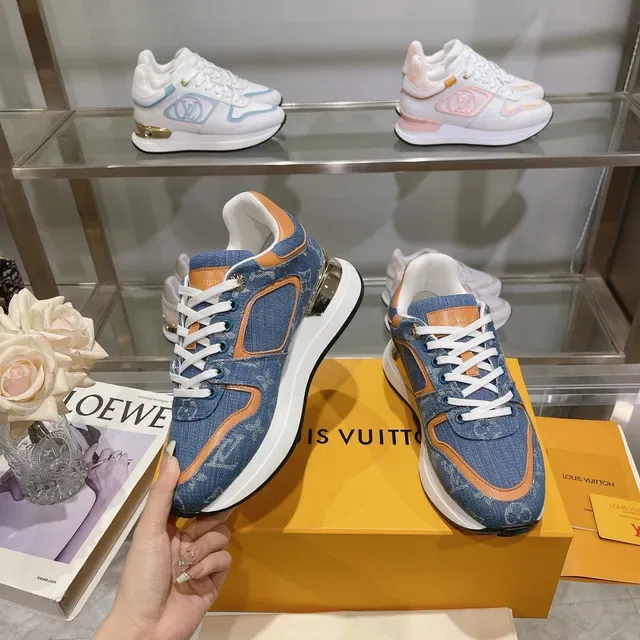 Louis Vuitton LV Trainer Bleu Orange Denim Upper Monogram Print Chunky Sneakers 5