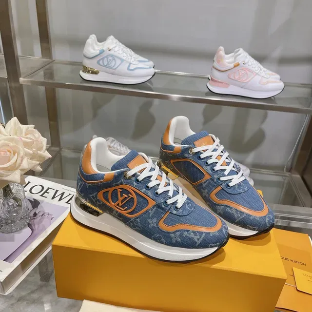 Louis Vuitton LV Trainer Bleu Orange Denim Upper Monogram Print Chunky Sneakers 6