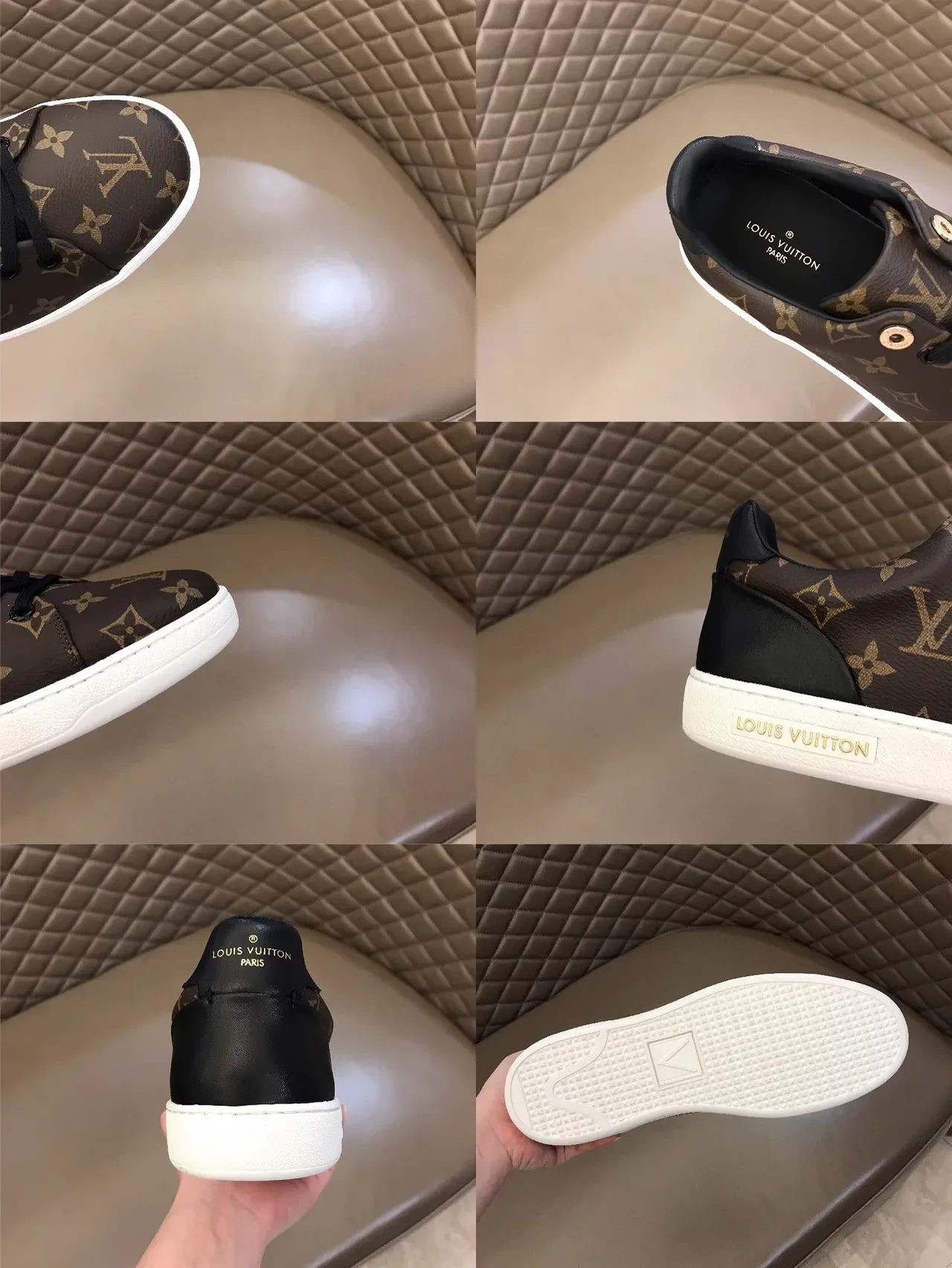 Louis Vuitton LV Trainer Marrón Negro Monograma Lona Cuero Contrahechura Zapatillas Lifestyle 2