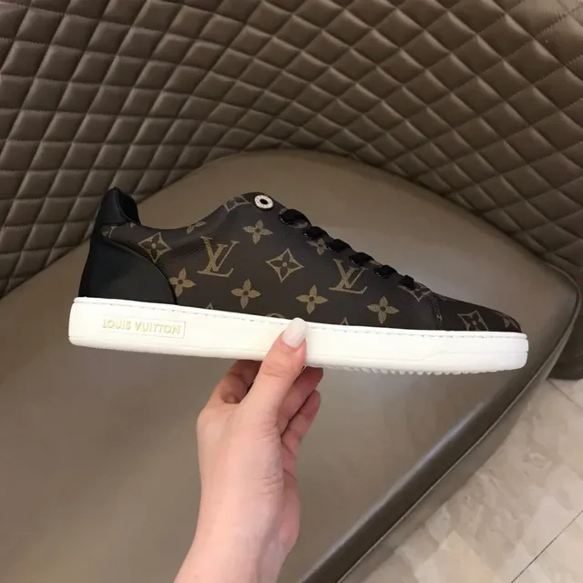 Louis Vuitton LV Trainer Marrón Negro Monograma Lona Cuero Contrahechura Zapatillas Lifestyle 6