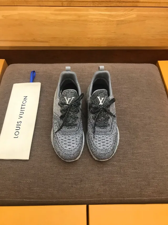 Louis Vuitton LV Trainer Gray Black Knit Upper Sculpted White Sole Lifestyle Sneakers 2
