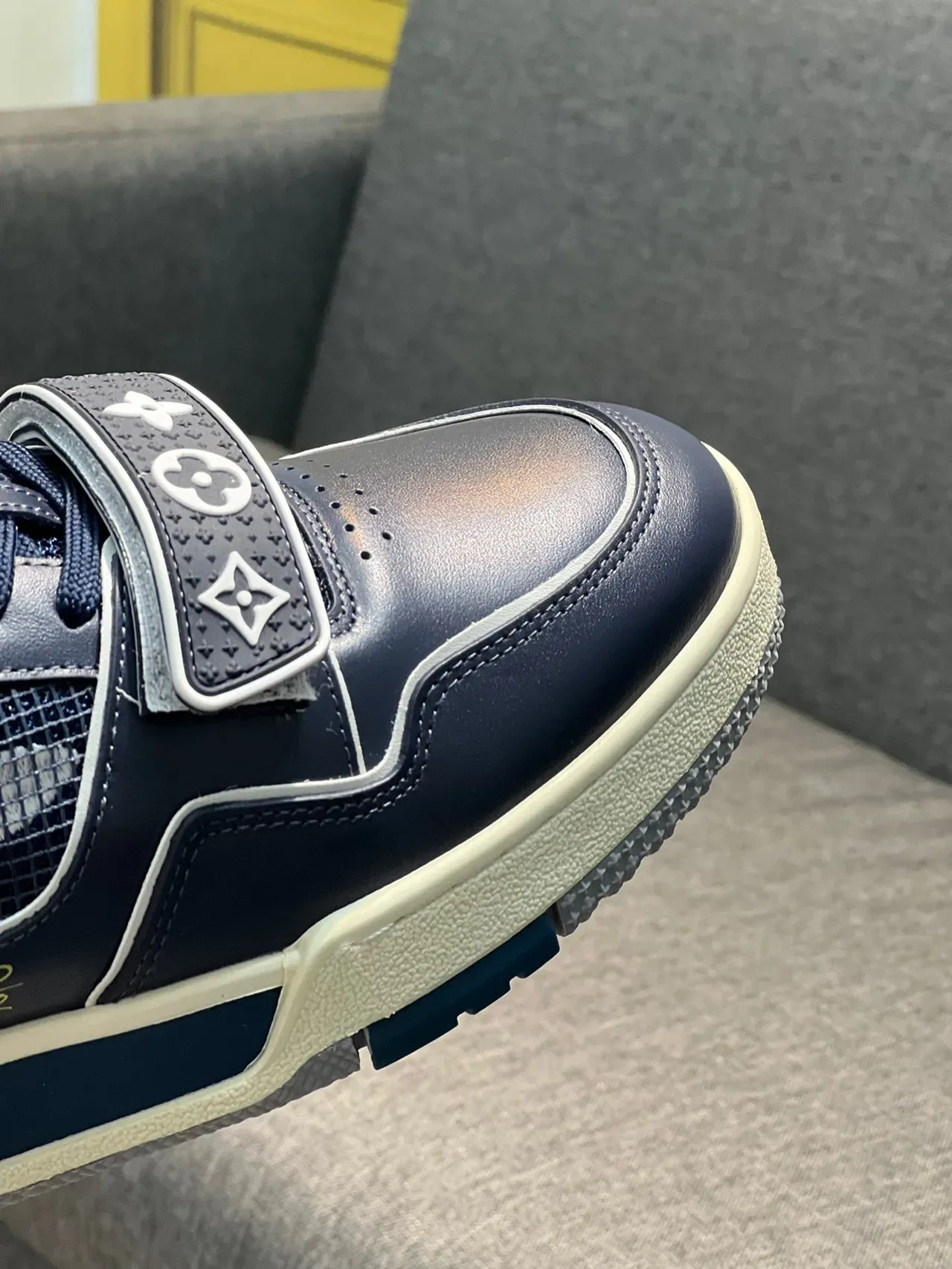 Louis Vuitton LV Trainer Navy White Low-Top Monogram Strap Lifestyle Sneakers 4