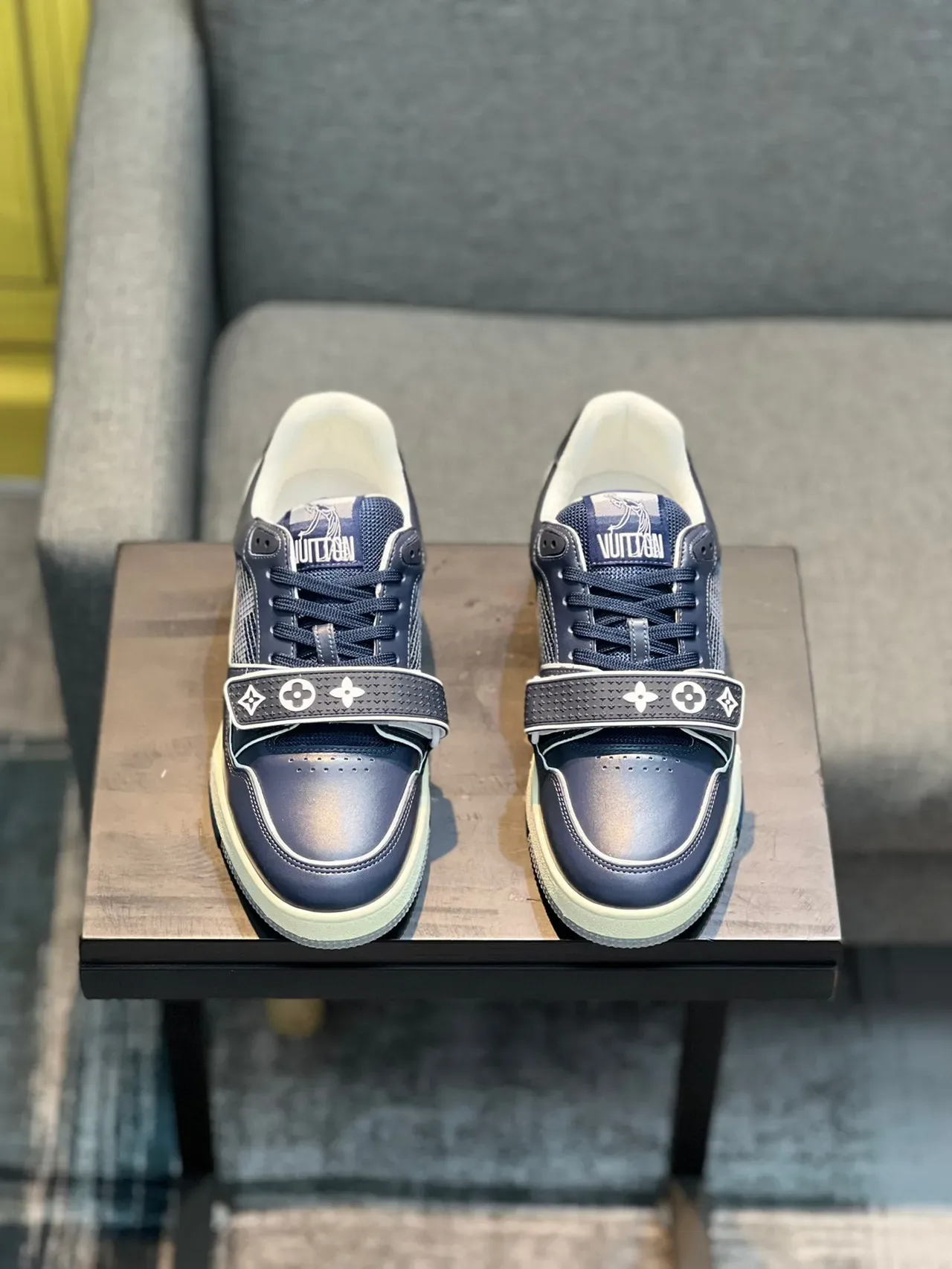 Louis Vuitton LV Trainer Navy White Low-Top Monogram Strap Lifestyle Sneakers 5
