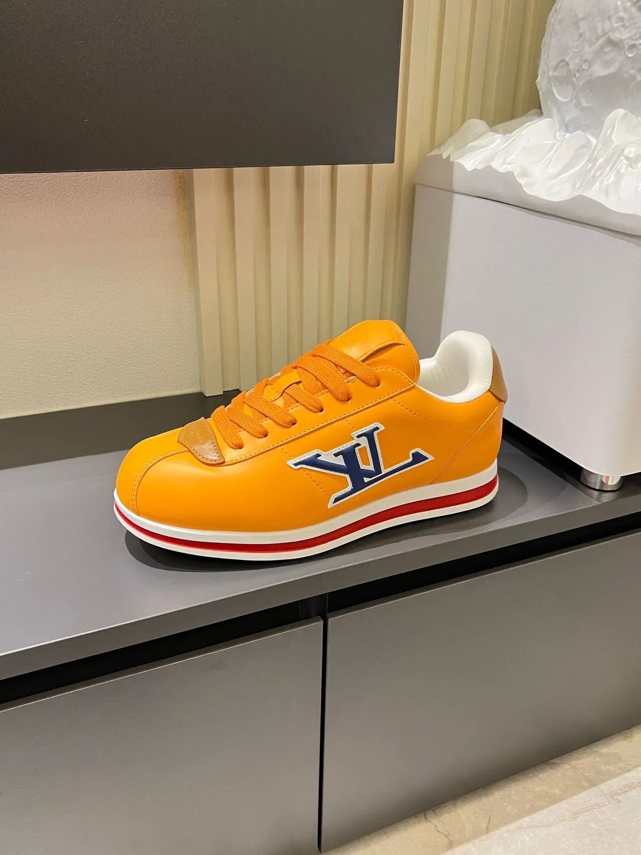 Louis Vuitton LV Trainer Tênis Lifestyle de Couro Laranja 5