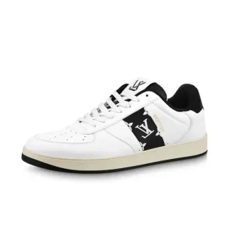 Louis Vuitton LV Trainer Zapatillas Lifestyle Blancas y Negras de Cuero Superior Monogramadas con Rayas Laterales