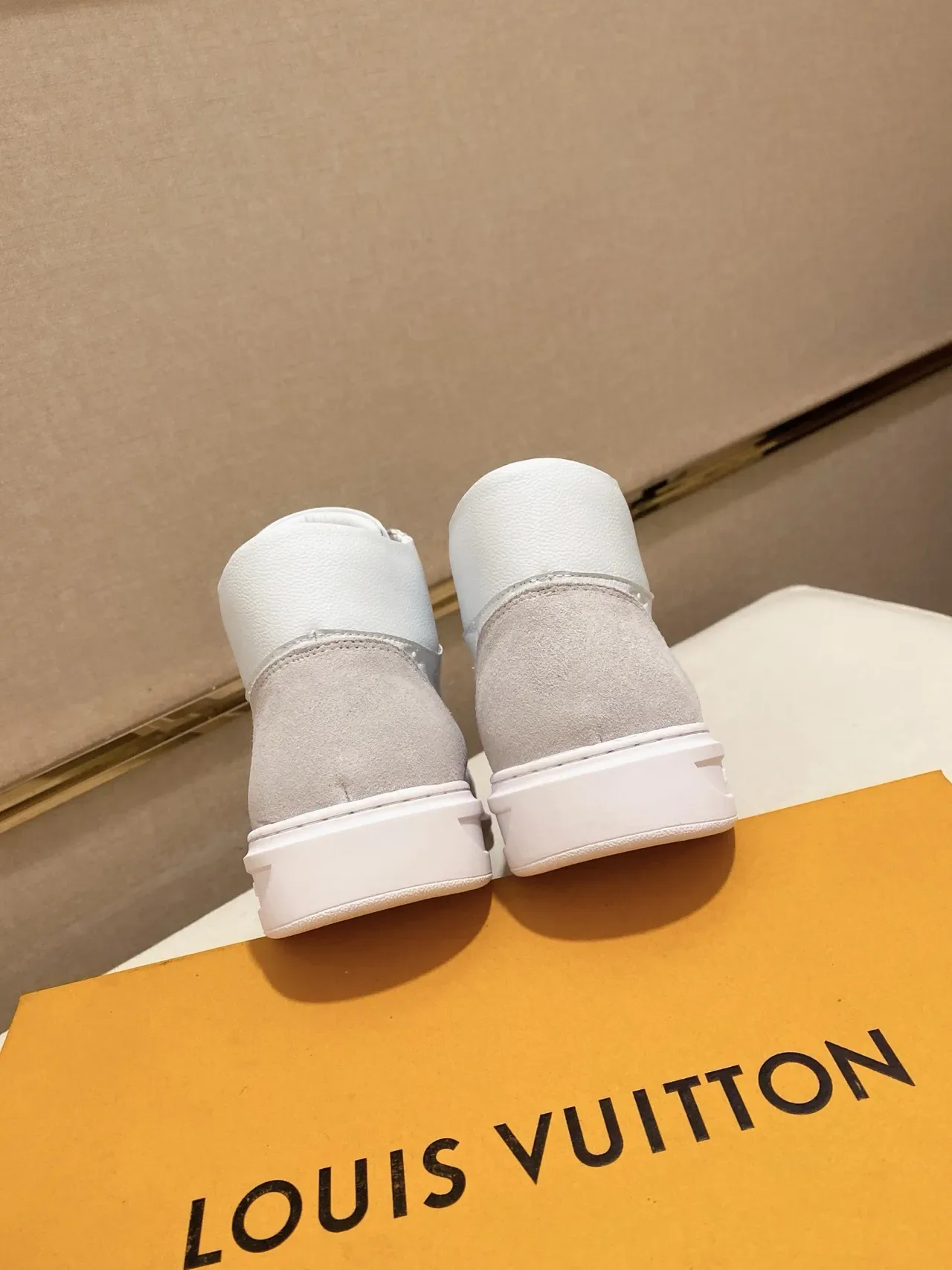 Louis Vuitton LV Trainer White Gray High-Top Monogram Leather Lifestyle Sneakers 3
