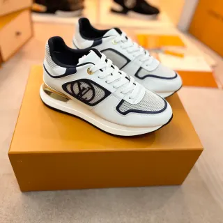 Louis Vuitton LV Trainer Tênis Lifestyle Branco Navy Monogramado Painel Lateral Mesh e Couro Híbrido Superior
