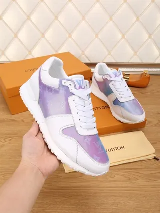 Louis Vuitton LV Trainer White Purple Low-Top Layered Monogram Overlay Chunky Sneakers 2