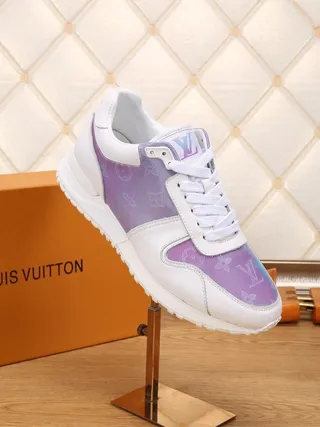 Louis Vuitton LV Trainer White Purple Low-Top Layered Monogram Overlay Chunky Sneakers 9