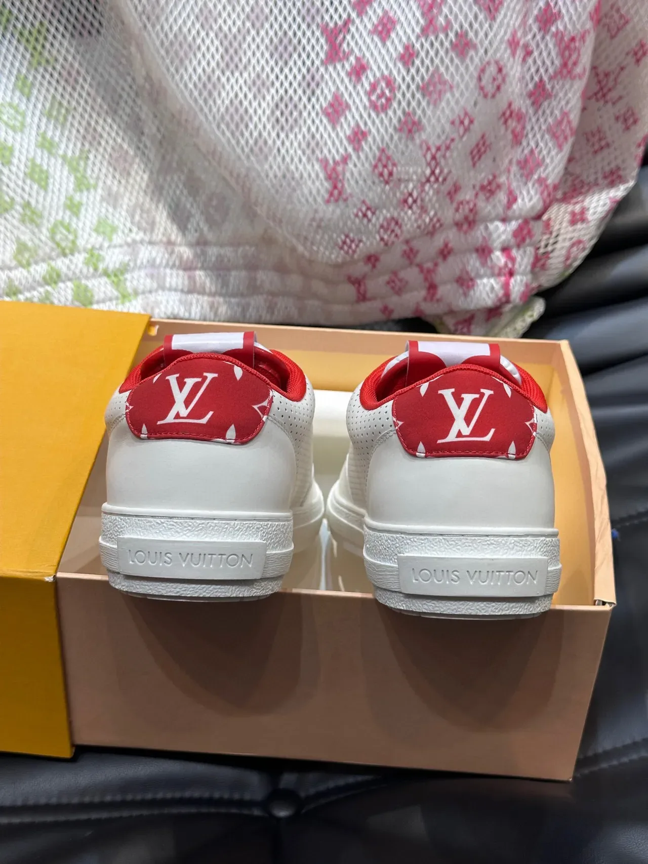 Louis Vuitton LV Trainer White Red Perforated Leather Low-Top Lifestyle Sneakers 6