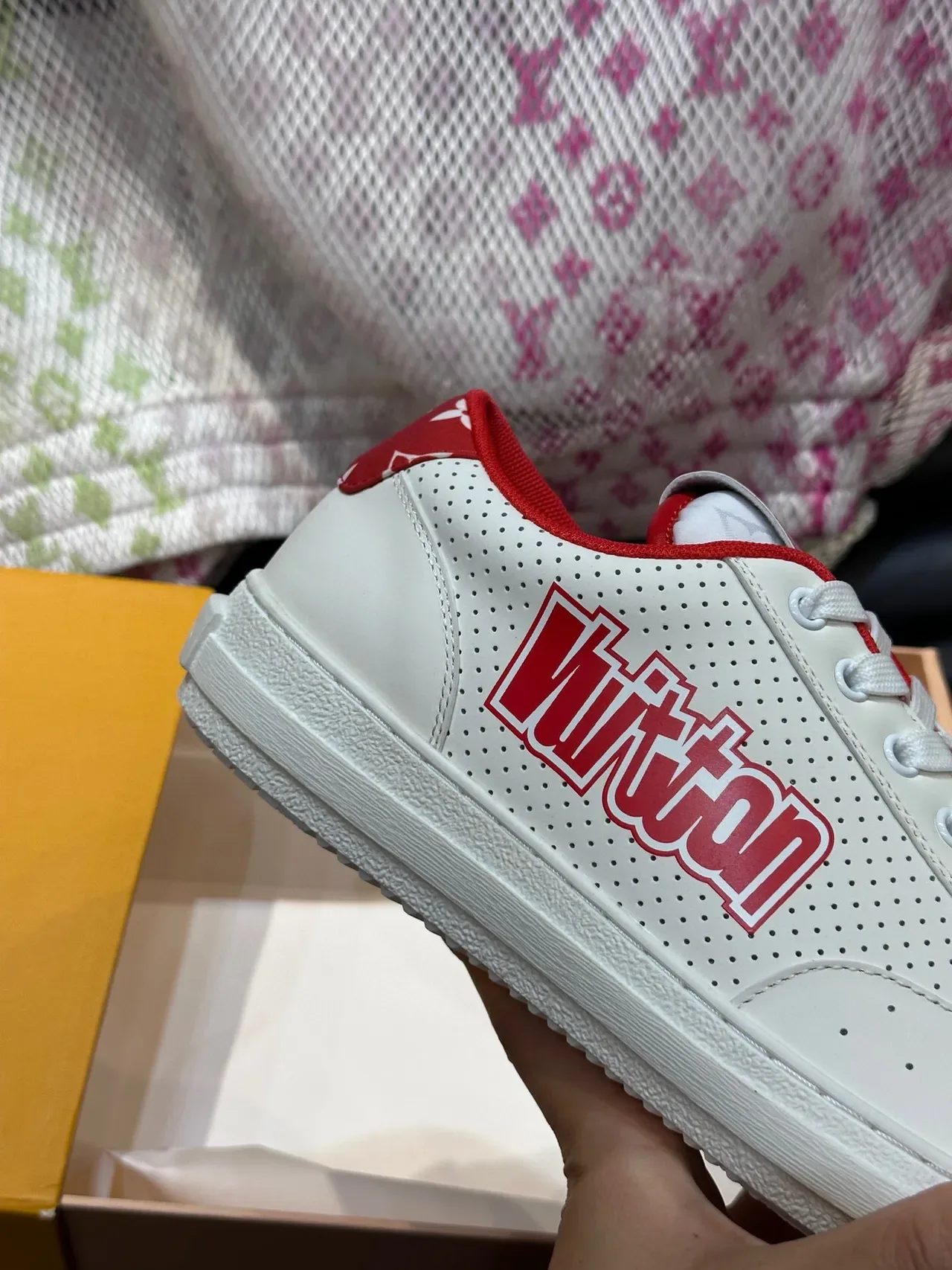 Louis Vuitton LV Trainer White Red Perforated Leather Low-Top Lifestyle Sneakers 7