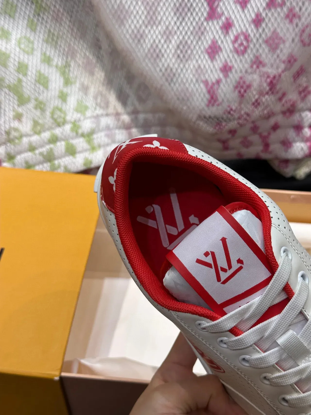 Louis Vuitton LV Trainer White Red Perforated Leather Low-Top Lifestyle Sneakers 8