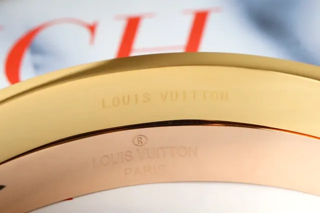 Louis Vuitton Monogram Bangle Rose Gold Tone Black Green Bracelet 3