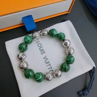 سوارة Louis Vuitton Monogram خرز أخضر وفضي مرنة