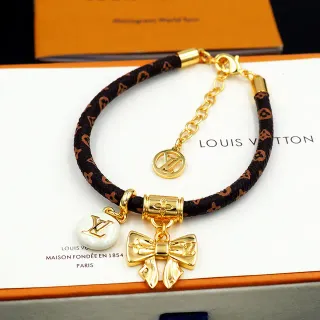 Louis Vuitton मोनोग्राम ब्रेडेड कॉर्ड गोल्ड चार्म ब्रेसलेट