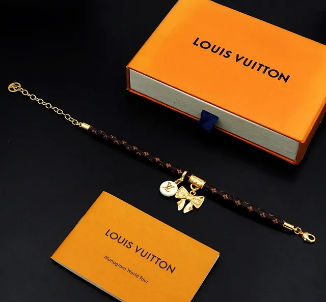 Louis Vuitton Monogram Braided Cord Gold Charm Bracelet 3