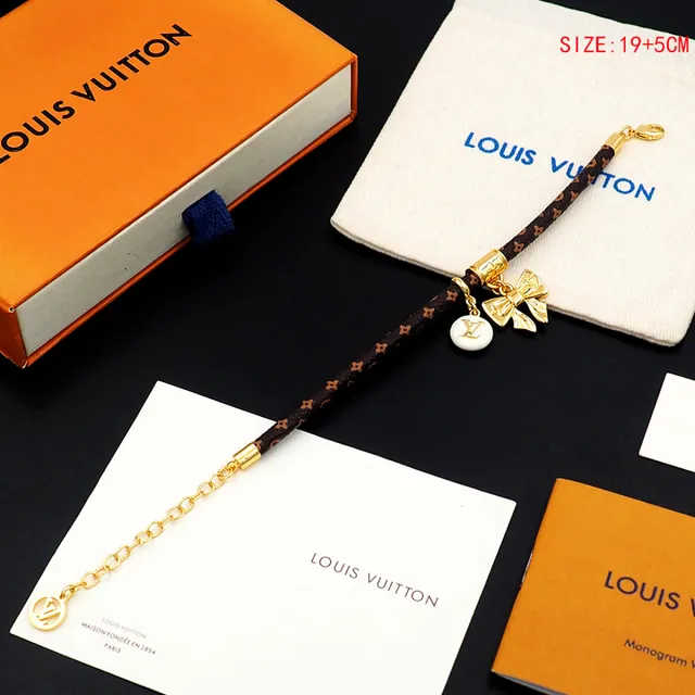 Louis Vuitton Monogram Braided Cord Gold Charm Bracelet 5