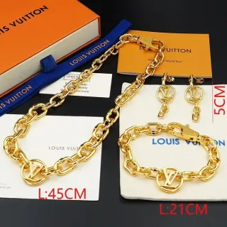 Louis Vuitton Monogram Corrente Ouro Grosso Elos Ovalizados Pingente Colar