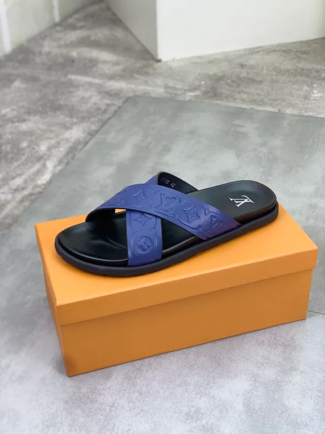 Louis Vuitton Monogram Cross-Strap Purple and Black Slippers 3