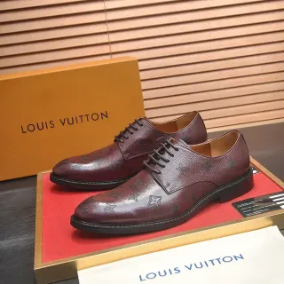 Louis Vuitton Monogram-Embossed Burgundy Cap-Toe Oxford Shoes