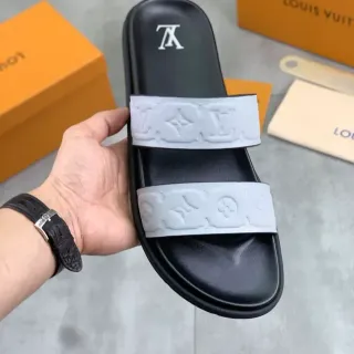 Louis Vuitton Monogram Embossed Dos Correas Negro y Gris Zapatillas